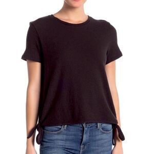 MADEWELL BLACK TEXTURED & THREAD MODERN SIDE-TIE TOP | Size Small